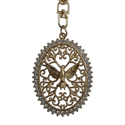 Chaveiro Mosquete Divino Espírito Santo Dourado Com Strass