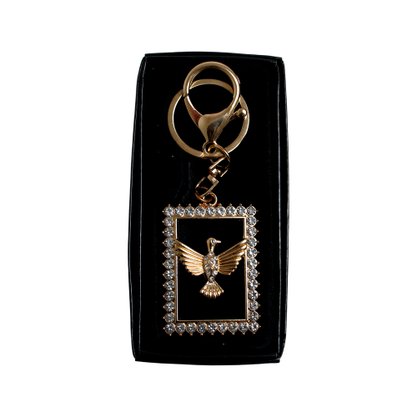 Chaveiro Mosquete Divino Espírito Santo Dourado com Strass