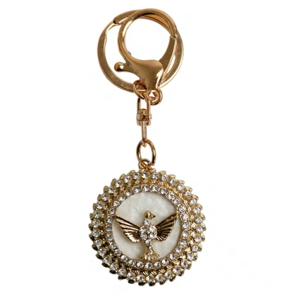 Chaveiro Divino Espírito Santo Mosquete Dourado Redondo