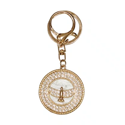 Chaveiro Divino Espírito Santo Redondo Dourado
