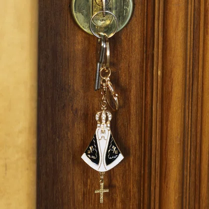 Chaveiro Imagem de Nossa Senhora Aparecida Dourado