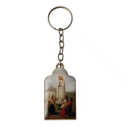 Chaveiro Madeira de Nossa Senhora de Fátima Corrente