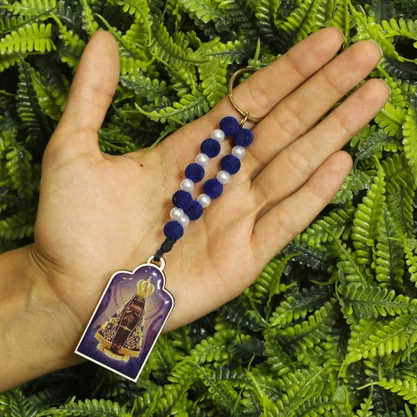 Chaveiro Madeira de Nossa Senhora Aparecida Contas