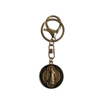 Chaveiro Medalha de São Bento Dourado - 9 cm