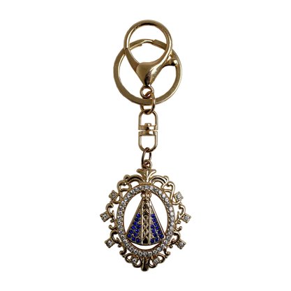 Chaveiro Mosquete Nossa Senhora Aparecida Dourado com Strass