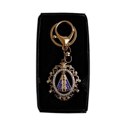 Chaveiro Mosquete Nossa Senhora Aparecida Dourado com Strass