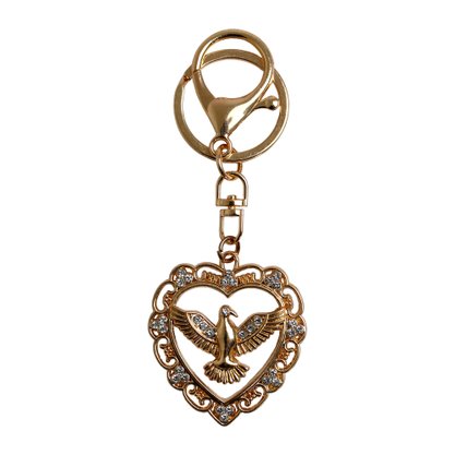 Chaveiro Mosquete Divino Espirito Santo Dourado com Strass