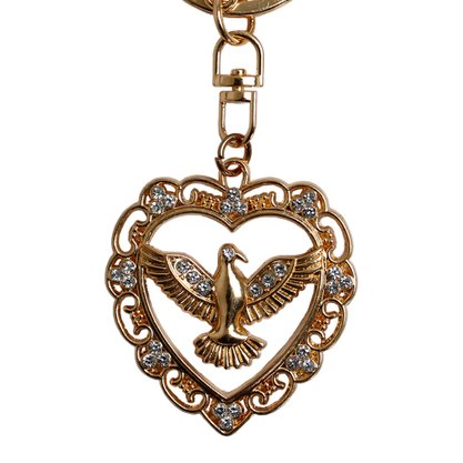 Chaveiro Mosquete Divino Espirito Santo Dourado com Strass