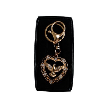 Chaveiro Mosquete Divino Espirito Santo Dourado com Strass