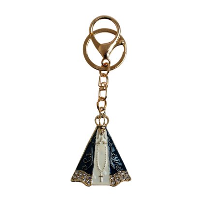 Chaveiro Mosquete Nossa Senhora Aparecida Dourado com Strass