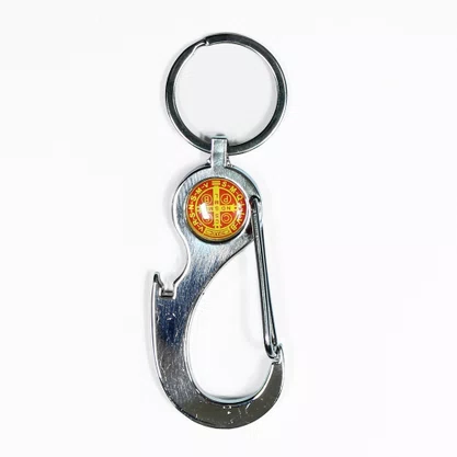 Chaveiro Mosquete São Bento Medalha Resinada Inox