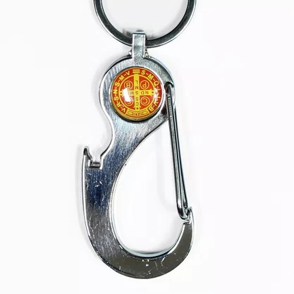 Chaveiro Mosquete São Bento Medalha Resinada Inox