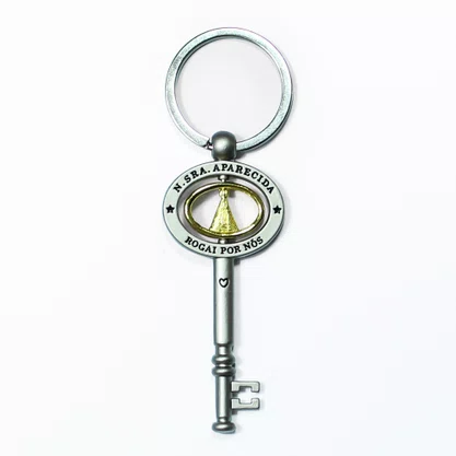 Chaveiro de Nossa Senhora Aparecida Dourado Chave Casa Inox