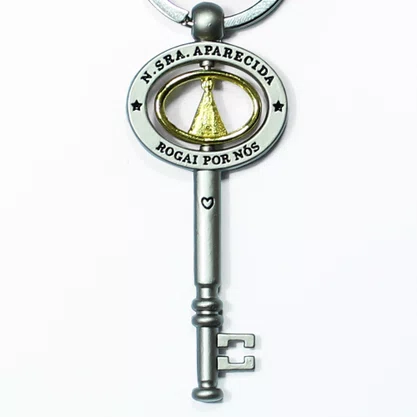 Chaveiro de Nossa Senhora Aparecida Dourado Chave Casa Inox