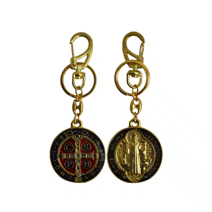 Chaveiro Medalha de São Bento Dourado Grande - 12 cm