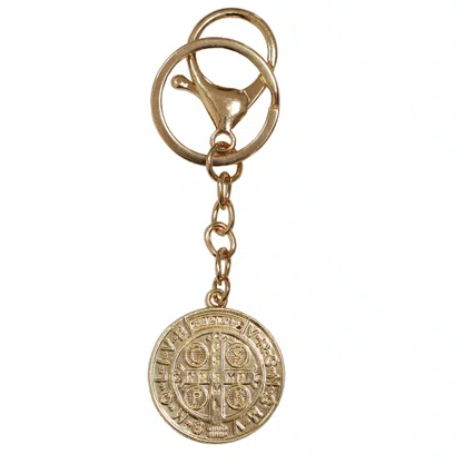 Chaveiro São Bento Medalha Dourado Mosquete