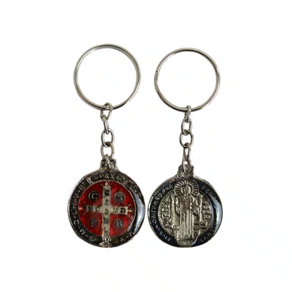 Chaveiro Medalha de São Bento Prata - 8 cm 