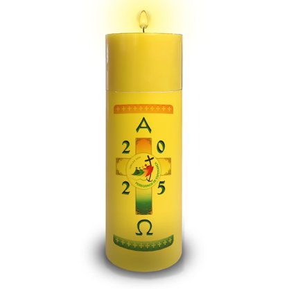 Círio Pascal 20 cm x 7 cm Amarelo Adesivado Jubileu 2025