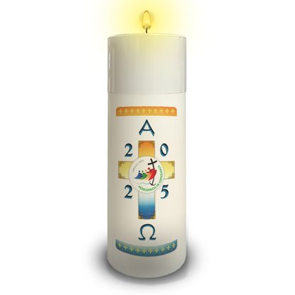Círio Pascal 20 cm x 7 cm Branco Adesivado Jubileu 2025
