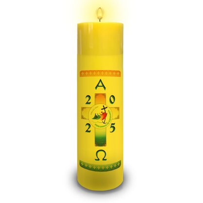 Círio Pascal 30 cm 7 cm Amarelo Adesivado Jubileu 2025