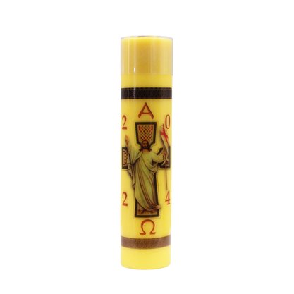 Círio Pascal 30 cm x 7 cm Amarelo  Adesivo Jesus Ressuscitado Bandeira 2024