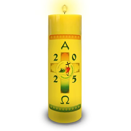 Círio Pascal 30 cm x 9 cm Amarelo Adesivado Jubileu 2025