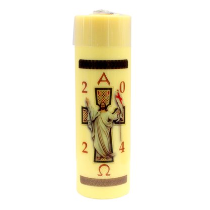 Círio Pascal 30 cm x 9 cm Amarelo Adesivo Jesus Ressuscitado Bandeira 2024