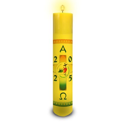 Círio Pascal 50 cm x 7 cm Amarelo Adesivado Jubileu 2025