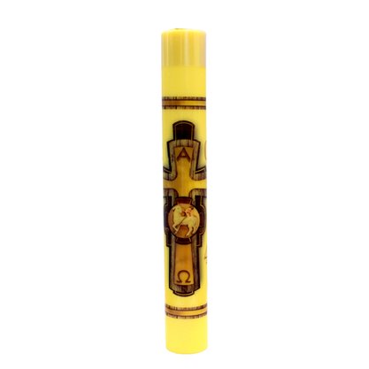 Círio Pascal 50 cm x 7 cm Amarelo Adesivo Cordeiro Cruz Dourada 2024