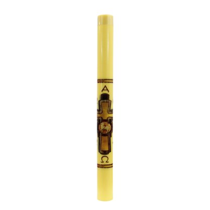 Círio Pascal 90 cm x 7 cm Amarelo Adesivo Cordeiro Cruz Dourada 2024