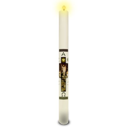 Círio Pascal 90 cm x 7 cm Branco Adesivo Jesus Ressuscitado Anjos Adoradores 2025