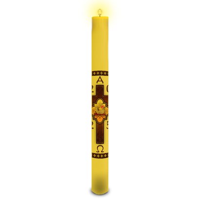 Círio Pascal 90 cm x 9 cm Amarelo Adesivo Cordeiro Sete Selos 2025