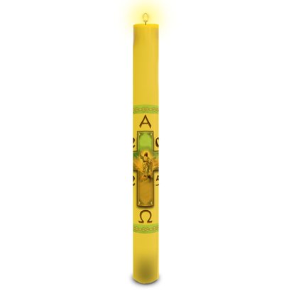 Círio Pascal 90 cm x 9 cm Amarelo Adesivo Cristo Ressuscitado Cruz Clara 2025