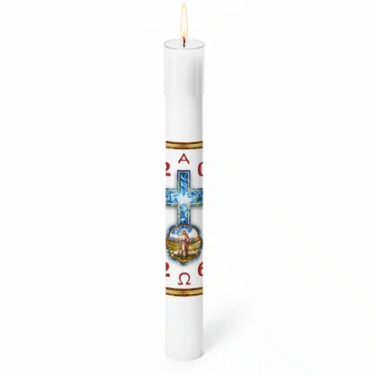 Círio Pascal Adesivado Bom Pastor 2026 - 75 X 7 cm Branco
