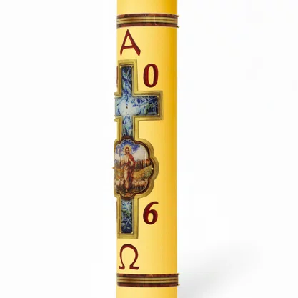 Círio Pascal Relevo Bom Pastor 2026 - 75 X 9 cm Amarelo