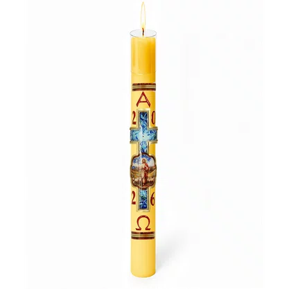 Círio Pascal Relevo Bom Pastor 2026 - 90 X 7 cm Amarelo