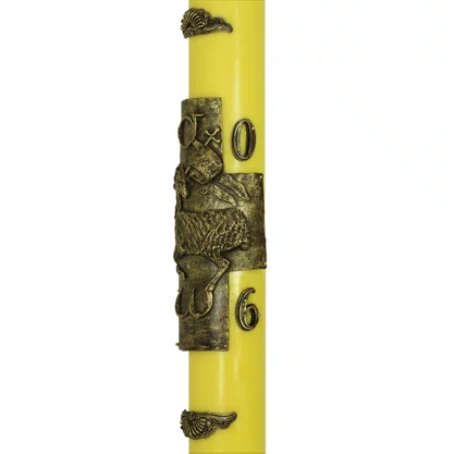 Círio Pascal Relevo Cordeiro Bronze 2026 - 90 X 9 cm Amarelo