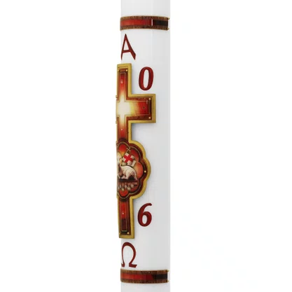 Círio Pascal Relevo Cordeiro Sete Selos 2026 - 90 X 9 cm Branco