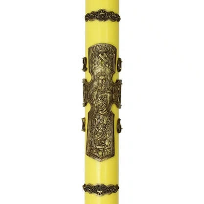 Círio Pascal Relevo Cristo Pantocrator Bronze 2026 - 90 X 9 cm Amarelo
