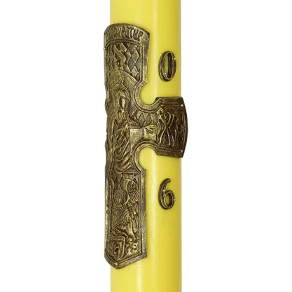 Círio Pascal Relevo Cristo Pantocrator Bronze 2026 - 90 X 9 cm Amarelo