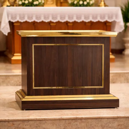 Coluna Pedestal de Madeira Escura para Imagem - 59 cm x 80 cm x 40 cm