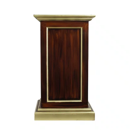 Coluna Pedestal de Madeira Escura para Imagens Detalhe em Dourado - 70 cm x 40 cm x 40 cm