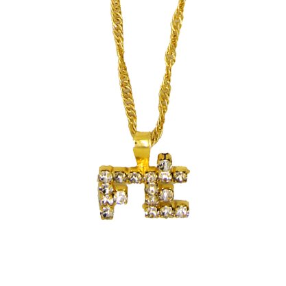 Conjunto Brinco e Pingente Fé Strass Transparente