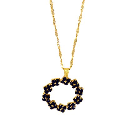 Conjunto Brinco e Pingente Flor Strass Preto