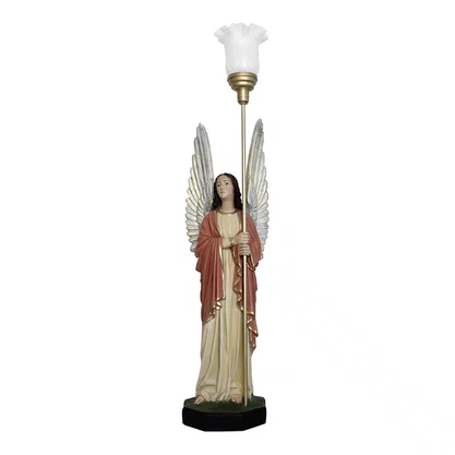 Conjunto de Anjos Adoradores Rose e Areia de Resina Nacional - 1,04 mt