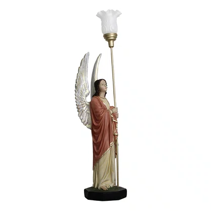 Conjunto de Anjos Adoradores Rose e Areia de Resina Nacional - 1,04 mt