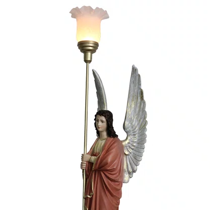 Conjunto de Anjos Adoradores Rose e Areia de Resina Nacional - 1,04 mt