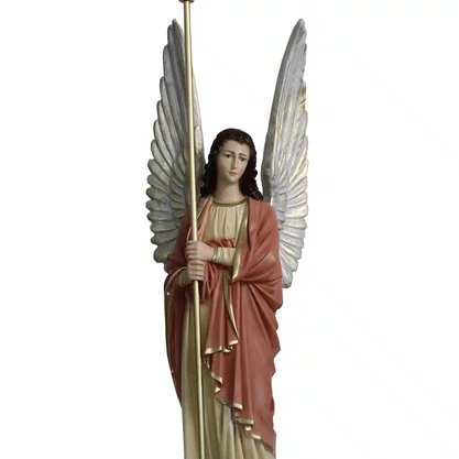 Conjunto de Anjos Adoradores Rose e Areia de Resina Nacional - 1,04 mt
