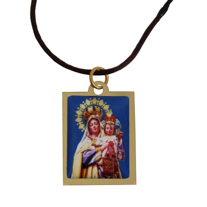 Cordão Medalha Sagrado Coração de Jesus e Nossa Senhora do Carmo