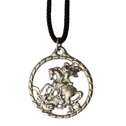 Cordão Medalha São Jorge Grande - Níquel